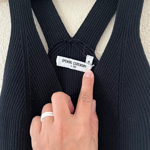 Opening Ceremony Stretch stripe front split knit Midi dress - Picture 5 of 9